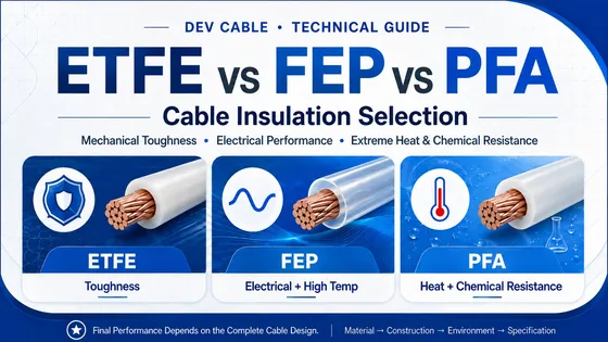 ETFE vs FEP vs PFA Cable Insulation: Properties, Temperature Ratings & Applications
